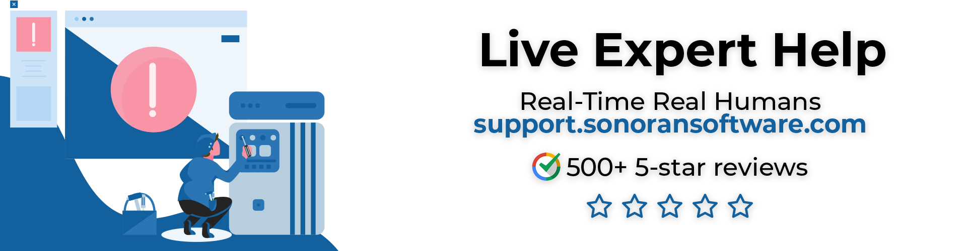 Sonoran Software offers excellent support 7 days a week that has over 500 5-star reviews on Google. Rely on us to be there when you need assistance.